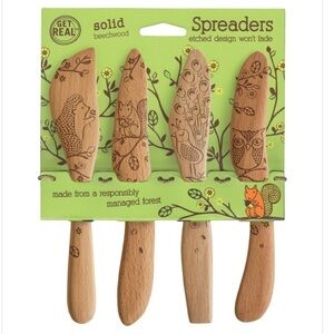 Woodland Beechwood Etched No Fade Spreaders Hedgehog Squirrel Peacock Owl Design